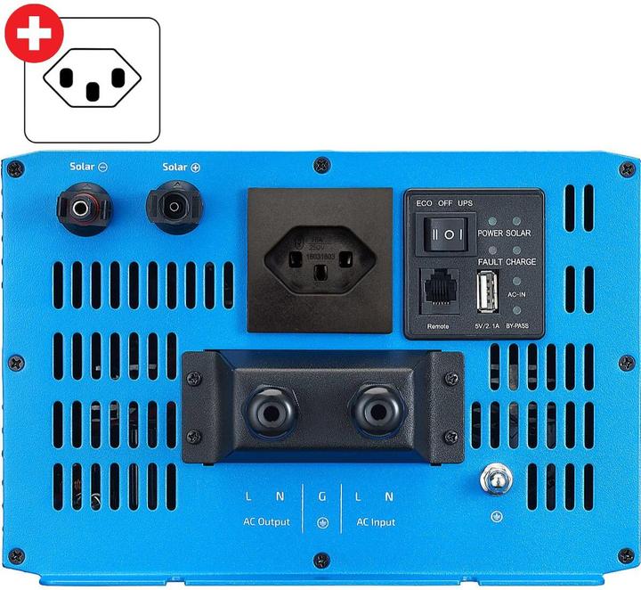Image du produit Ective SSI 15 Sinus-Wechselrichter 1500W 12V mit Netzvorrang, Ladegerät & MPPT Laderegler (CH-Stecker)