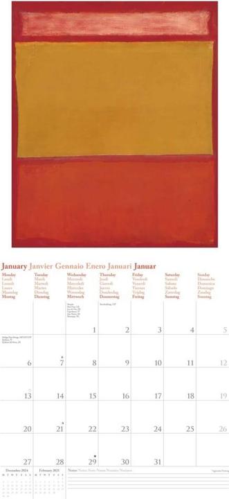 Actual product image Neumann N NEUMANNVERLAGE - Mark Rothko 2025 brochure calendar, 30x30cm, wall calendar with illustrations of (30 x 30 cm, Hardcover, German)