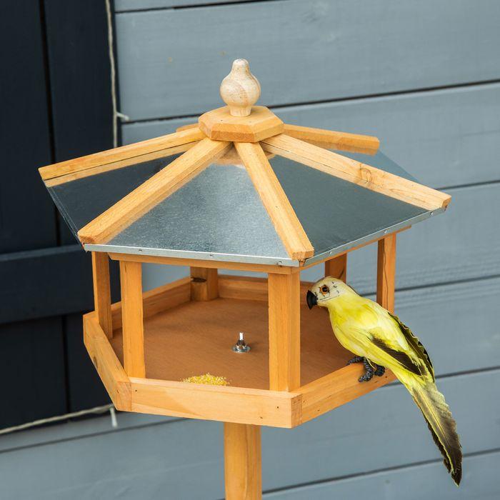 Image du produit Swisshandel24 Maison d'oiseau Villa d'oiseau Mangeoire à oiseaux Maison d'oiseau avec support et toit en zinc