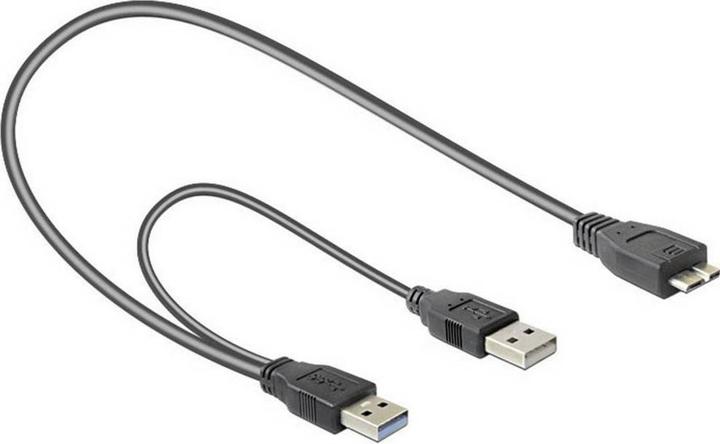 Produktbild Delock Kabel USB 3.0 Y 1x USB 3.0 micro-B St+ USB 2.0-A St 20cm (0.60 m, USB 3.0, 4.50 W)