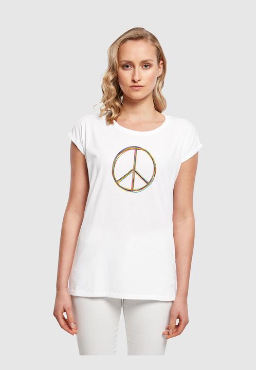 Actual product image Merchcode Peace Multicolour with Ladies Extended Shoulder Tee - 161399 (XS)