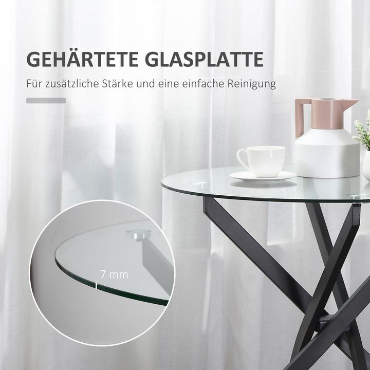 Immagine prodotto Homcom Tavolino con piano in vetro (80 x 80 x 75 cm)