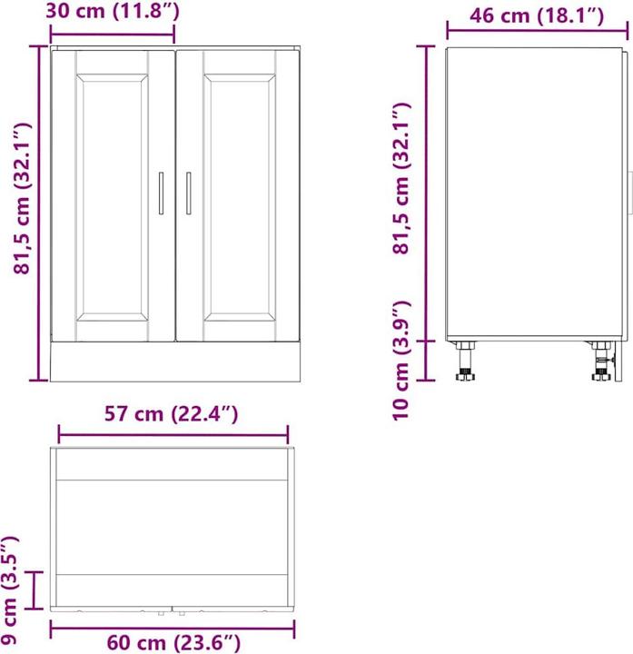Actual product image VidaXL Kitchen base unit Porto Grey Sonoma wood-based kitchen cabinet
