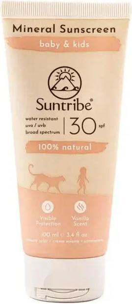 Suntribe Mineralische Bio-Sonnencreme Kids 100ml (Sonnencreme, SPF 30, 100 ml, 1 g)