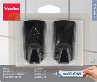 Actual product image Metaltex Adhesive hook pullClean bw 2pcs
