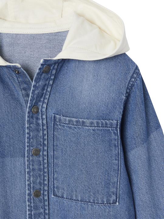 Actual product image Vertbaudet Boys' denim shirt with hood and patches (98)