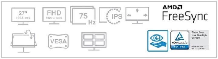 Actual product image Dell S2721HN (1920 x 1080 pixels, 27")