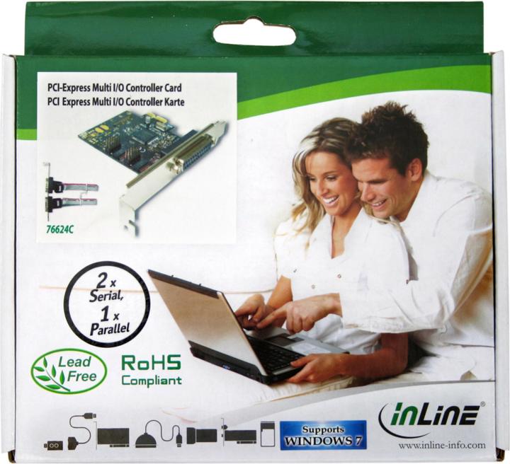 Actual product image InLine Interface card 1x 25-pin parallel + 2x 9-pin serial PCIe PCI-Express Moschip MCS9901CV-CC