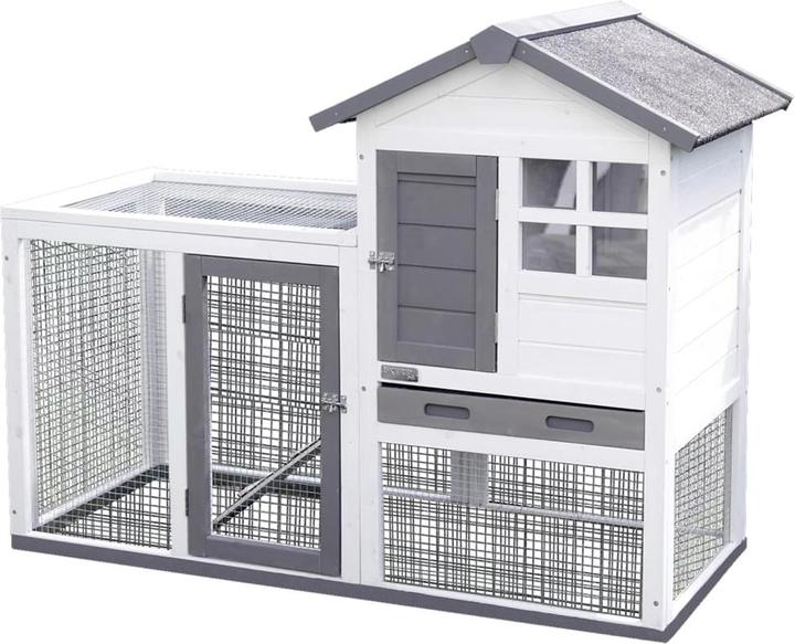 Actual product image Kerbl Rodent hutch Freetime Hatch, wooden house with free run, bitumen roof, replacement tray