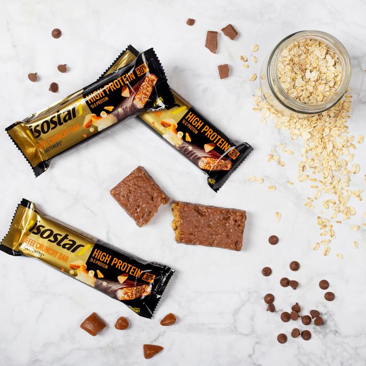 Produktbild Isostar Riegel High Protein 30% Toffee Crunchy Bar, 16 x 55g (Caramel, 16 Stk., 880 g)