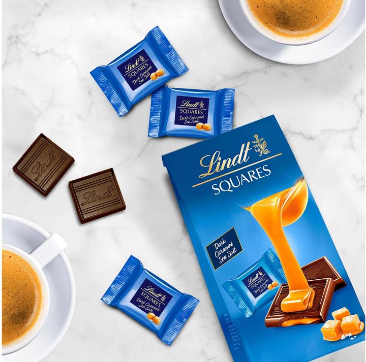 Produktbild Lindt Squares Dark Caramel Sea Salt (144 g)