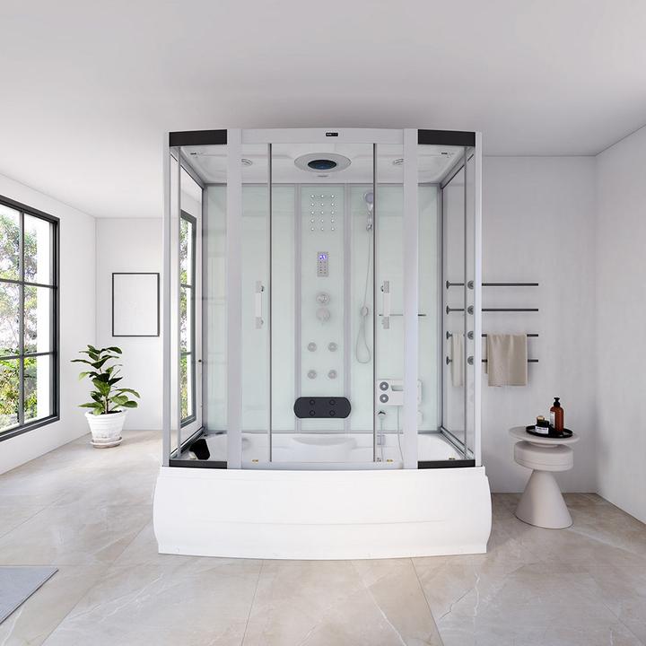Image du produit Home Deluxe Douche à vapeur avec fonction hydromassage et éclairage LED YARU WHITE - 170x90x220 cm