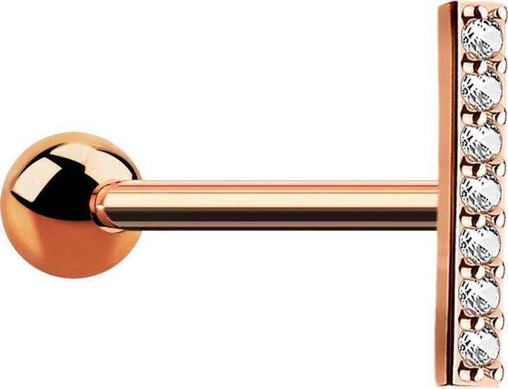 Image du produit Star Piercing Micro Barbell rosegold Balken kurz mit Kristall (Acier chirurgical 316L, Laiton)