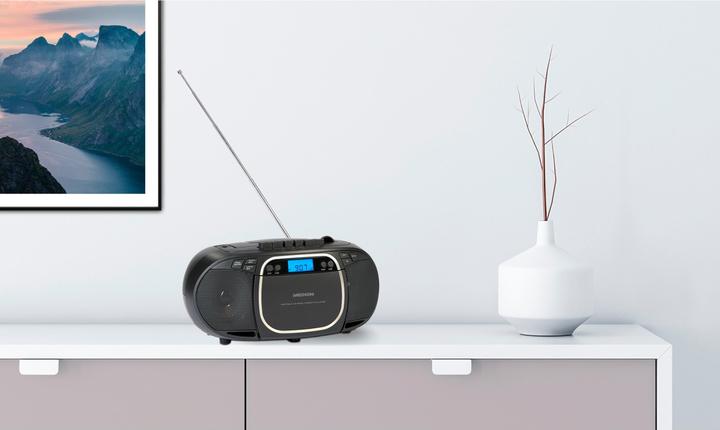 Image du produit Medion E66476 - Radio - Lecteur CD/MP3/cassettes - écran LCD - stéréo PLL-FM - USB - 2 x 20 W - Noir (VHF, AM, FM, PLL)
