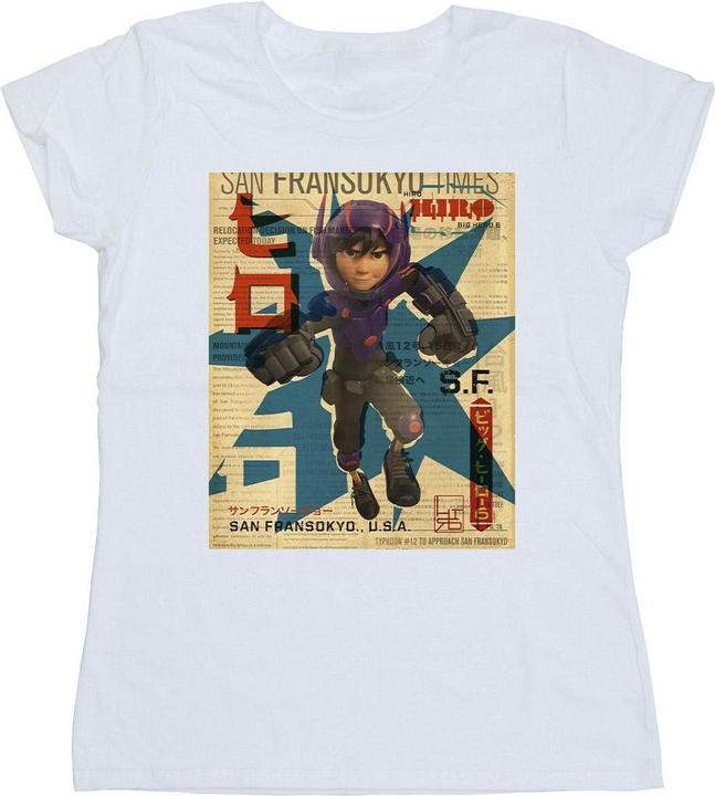 Immagine prodotto Disney Big Hero 6 Baymax Hiro Newspaper Maglietta Donna (XXL)