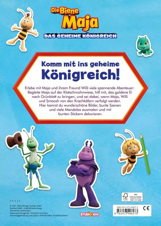 Produktbild Ravensburger Die Biene Maja: Mein Sticker-Malbuch zum Film (Deutsch, Studio 100 Media GmbH, 2021)