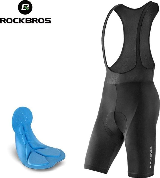 Rockbros RK2002XL Radhose kurz XL mit gepolsterter Trägerhose - Schwarz (XL)