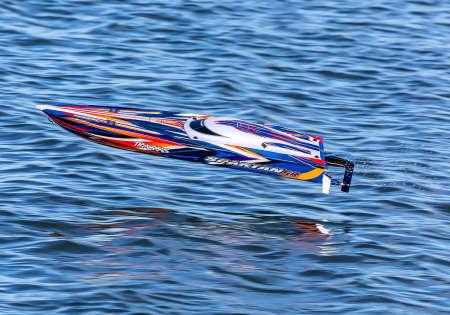 Actual product image Traxxas BOAT SPARTAN SR 1037mm 1:10 EP RTR ORANGE TQi 2.4GHz WITHOUT charger and WITHOUT battery