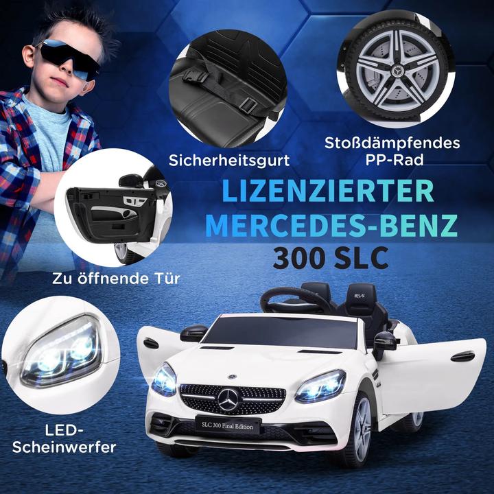 Immagine prodotto Swisshandel24 Auto elettrica per bambini, telecomando, cintura di sicurezza, musica, da 3 anni, bianco (12 V)