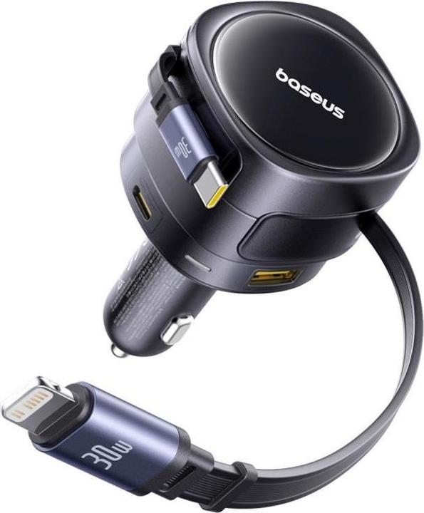 Produktbild Baseus Enjoyment Max Car Charger C+L Cables & U+C Ports 90W Cosmic Black