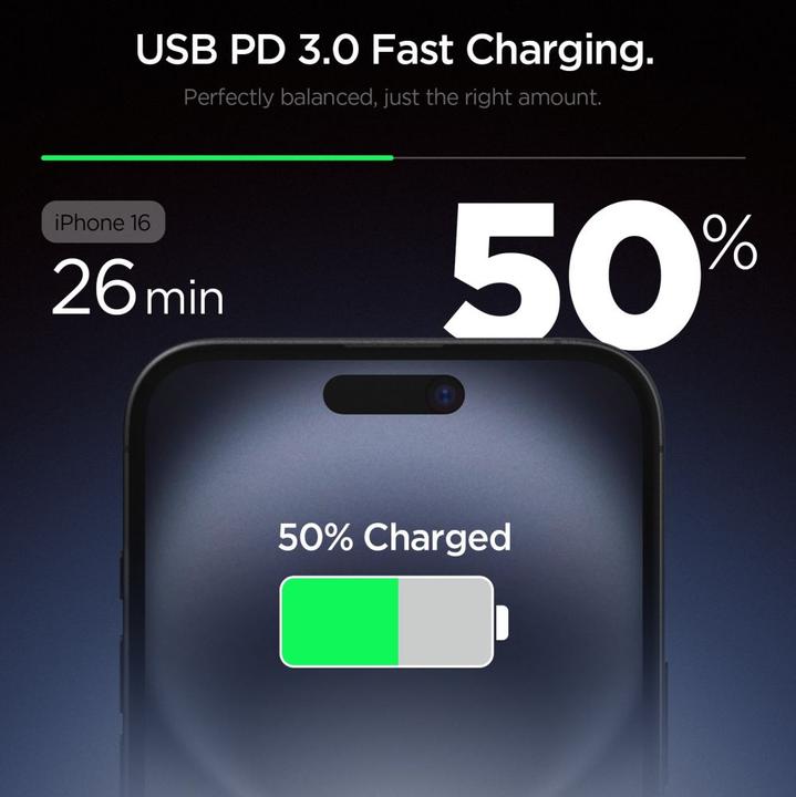Actual product image Spigen Essential EE201EU 1-Port 20W Wall Charger Black (20 W)