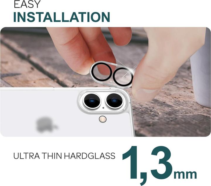 Actual product image Nalia 2x camera protection glass (2 Piece, Apple iPhone 16)