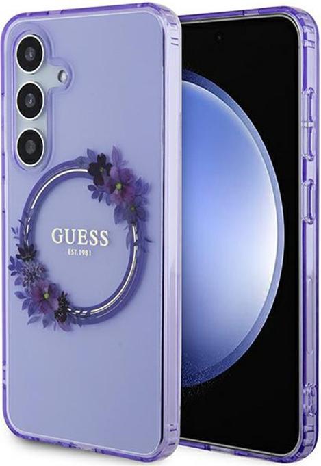 Actual product image Guess GUHMS24SHFWFCU S24 S921 fioletowy/purple hardcase IML Flowers Wreath MagSafe (Samsung Galaxy S24)