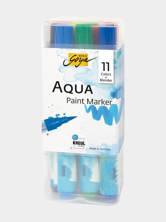 Immagine prodotto Solo Goya Aqua Paint Marker Powerpack (Nero, Blu cobalto, Ossido marrone scuro, Ciano, Grigio chiaro, Giallo-verde, Verde permanente, 12 x)