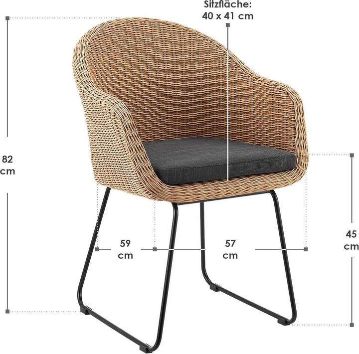 Produktbild Juskys 2x Rattan Korbsessel Cody