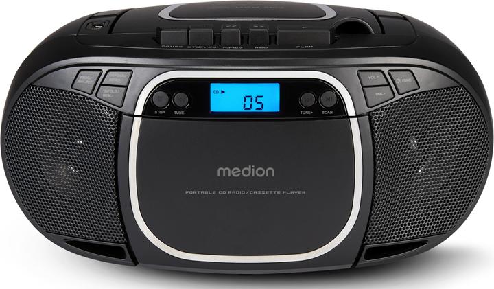 Image du produit Medion E66476 - Radio - Lecteur CD/MP3/cassettes - écran LCD - stéréo PLL-FM - USB - 2 x 20 W - Noir (VHF, AM, FM, PLL)