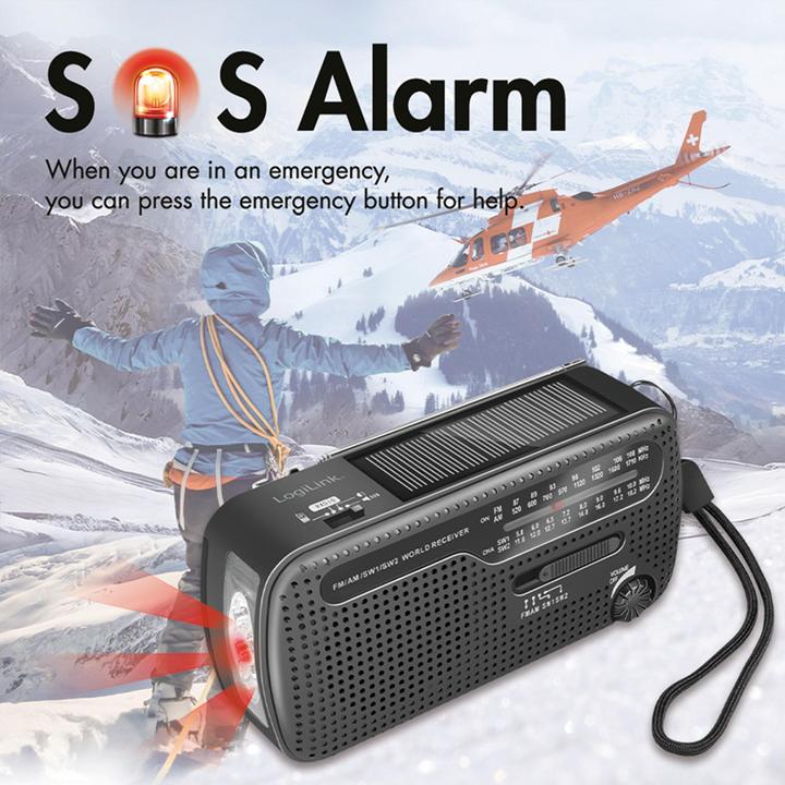 Actual product image LogiLink Dynamo hand crank radio (VHF, MW, KW)