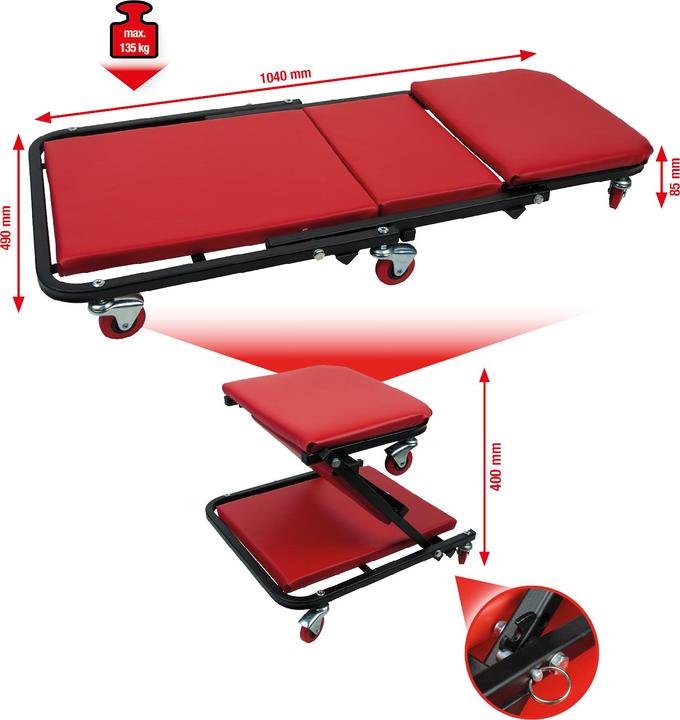 Produktbild KS Tools Fahrbare Liege und Klappsitz, 1040x490mm (1 x)
