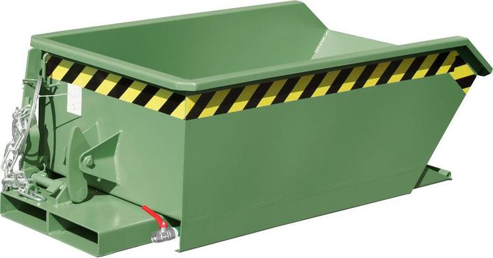 Produktbild eurokraft pro MINI Späne-Kippbehälter, niedrige Bauhöhe, Volumen 0,23 m³, grün RAL 6011 (230 l)