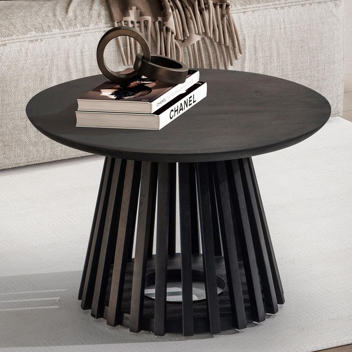Produktbild FineBuy Couchtisch FB98651 Massivholz Schwarz (60 x 60 x 41 cm)