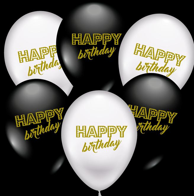 Produktbild Karaloon 30 Ballons Happy Birthday black & white