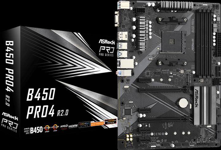 Actual product image AsRock B450 Pro4 R2.0 (AM4, AMD B450, ATX)