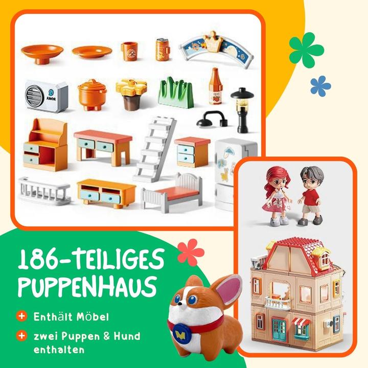 Produktbild Hermex Puppen Haus Stube Möbel Spielzeug Spielhaus Villa Residenz Schloss