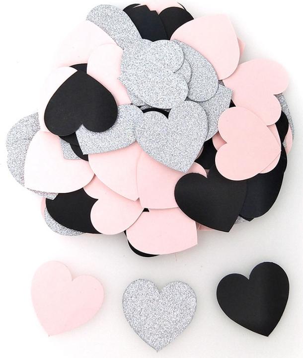Image du produit Confetti coeur - argent-rose-noir