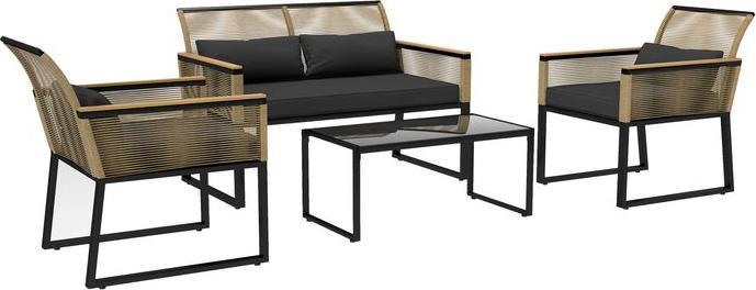 Immagine prodotto Swisshandel24 Polyrattan Gartenmöbel Set 4 Personen, Schwarz