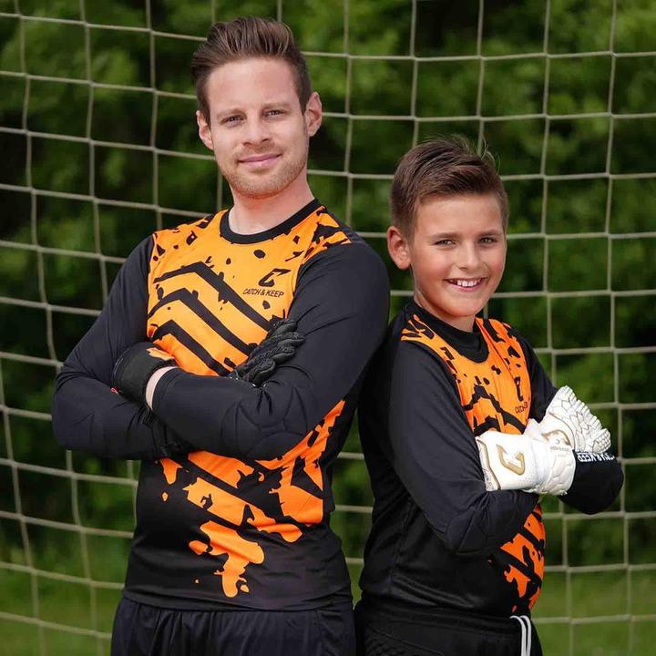 Produktbild Catch & Keep Trikot Protection Torwarttrikot Gr. M Orange-Schwarz Fussball Torwart Shirt Oberteil (M)