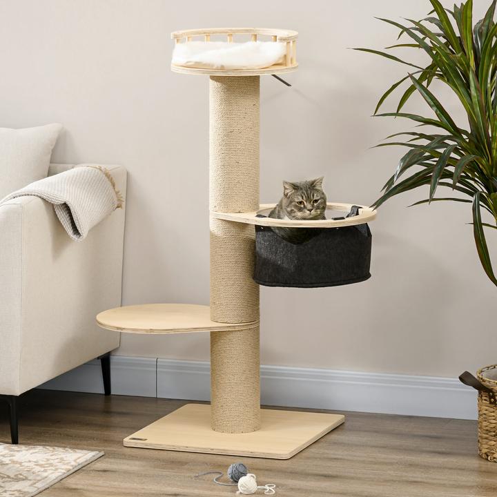 Actual product image PawHut Cat tree with hammock and viewing platform (114 cm, Nature)