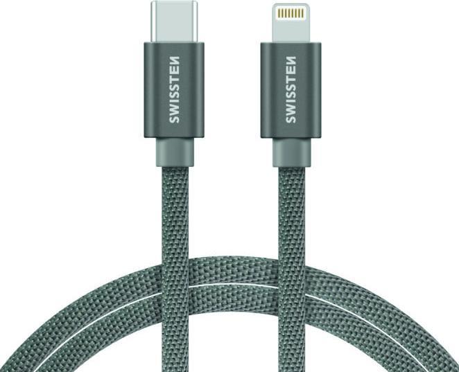 Swissten Textile Universal Quick Charge 3.1 USB-C to Lightning Data and Charging Cable 2m (2 m)