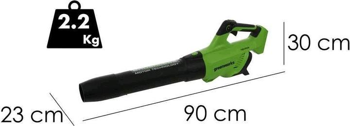 Image du produit Greenworks GD40AB Souffleur axial à batterie 40VSANS BATTERIE ET CHARGEUR DE BATTERIE (Fonctionnement sur batterie, Aspirateurs à feuilles)