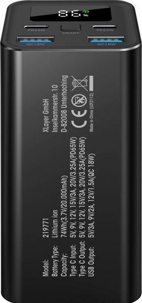 Actual product image Xlayer Powerstation (20000 mAh, 65 W, 74 Wh)