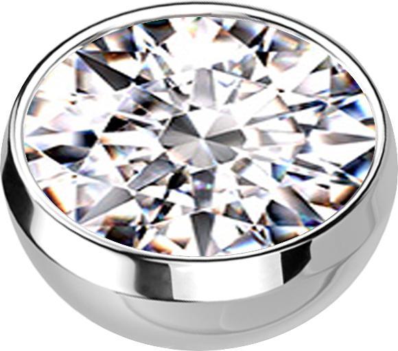 Produktbild Star Piercing Micro Halbkugel silber mit Kristall silber (ohne Messing, Chirurgenstahl 316L)