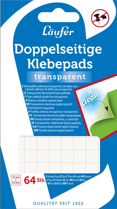 Produktbild Läufer Klebepad Doppelseitig, 10 mm x 10 mm, 64 Stück