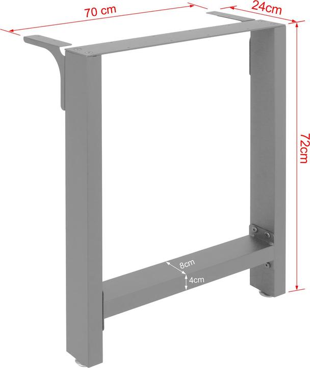 Produktbild Wiltec Tischkufen 64x40cm grau pulverbeschichtet Tischgestell Tischbeine Tisch