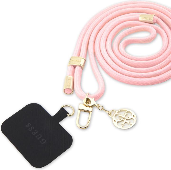 Produktbild Guess Riemen/Umhängeband mit eingraviertem Logo und universellem goldenen Charm-Anhänger