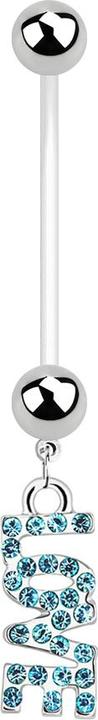 Star Piercing Banane Schwangerschaft mit Love aqua (Bioflex, Chirurgenstahl 316L, ohne Messing)