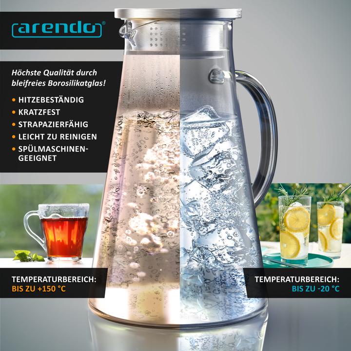 Image du produit Arendo Carafe en verre avec couvercle (1.80 l)